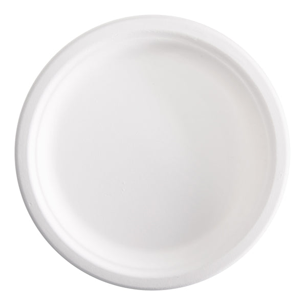 Signor Bio - BPC003BIO125B - Piatto tondo monouso - D 23 cm - in canna da zucchero - Signor Bio - conf. 125 pezzi