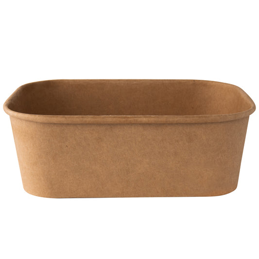 Signor Bio - PBR002BIO50B - Insalatiera rettangolare monouso - 750 ml - cartoncino - avana - Signor Bio - conf. 50 pezzi