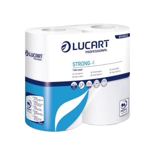Lucart - 811403I - Carta igienica Strong 4 - 2 veli - 496 strappi - bianco - Lucart - pacco 4 rotoli
