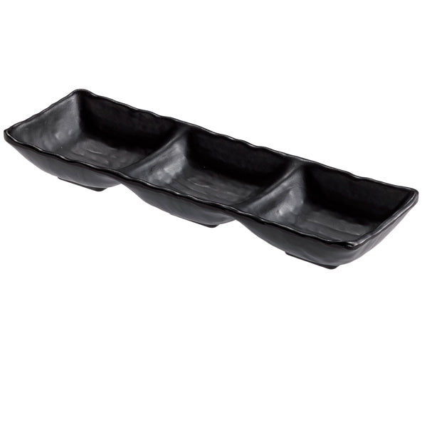 Leone - T8204 - Vassoietto a tre scomparti - 27 x 9 x 3,5 cm - melamina - nero - Leone