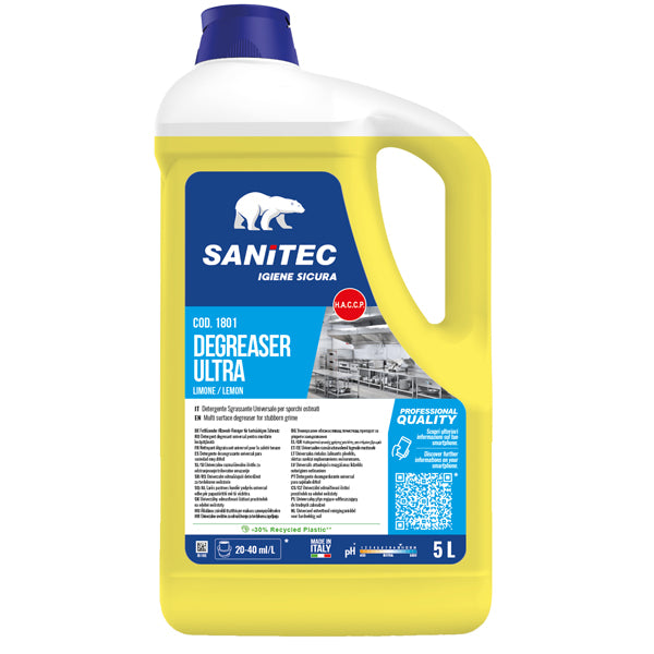 Sanitec - 1801 - Sgrassante universale ultra - 5 L - limone - Sanitec