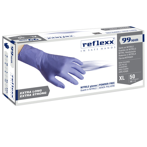Reflexx - R99-L(9) - Guanti in nitrile ultra resist R99 - manichetta lunga - tg L - indaco - Reflexx - conf. 50 pezzi