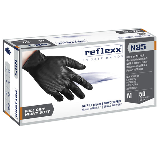 Reflexx - N85B-M(8) - Guanti in nitrile N85B - ultra resistenti - tg M - nero - Reflexx - conf. 50 pezzi