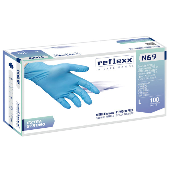 Reflexx - N69-S(7) - Guanti in nitrile extra strong N69 - tg S - azzurro - Reflexx - conf. 100 pezzi
