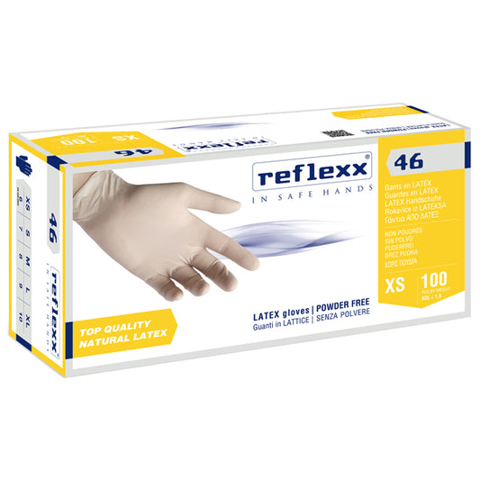 Reflexx - R46-L(9) - Guanti in lattice R46 - s-polvere - tg L - bianco - Reflexx - conf. 100 pezzi