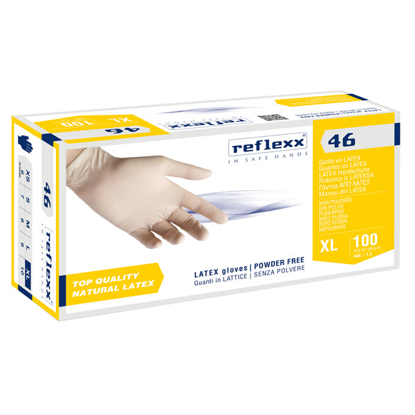 Reflexx - R46-XL(10) - Guanti in lattice R46 - s-polvere - tg XL - bianco - Reflexx - conf. 100 pezzi - 96927 -  Conf. da 1 Pz.