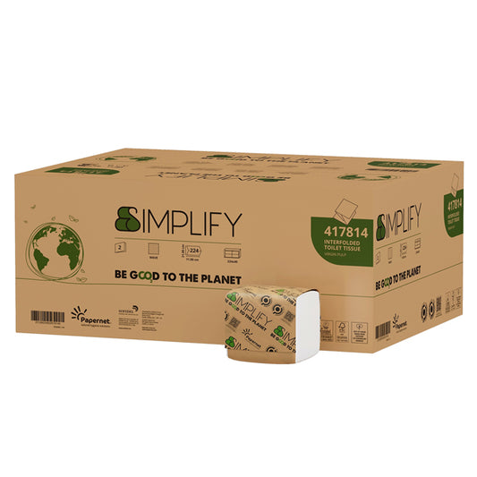 PAPERNET - 417814 - Carta igienica interfogliata - goffratura wave - 15 gr - Papernet - pacco da 224 strappi