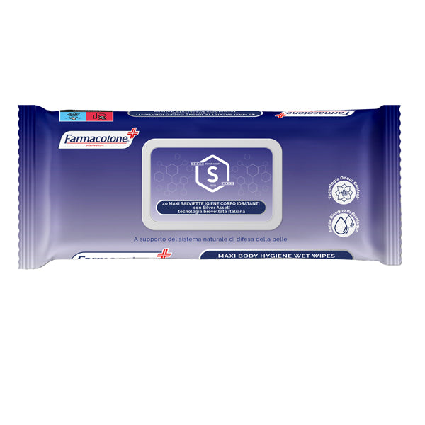 FARMACOTONE - 3625FC - Salviette maxi igiene corpo Silver Asset - idratanti - Farmacotone - conf. 40 pezzi
