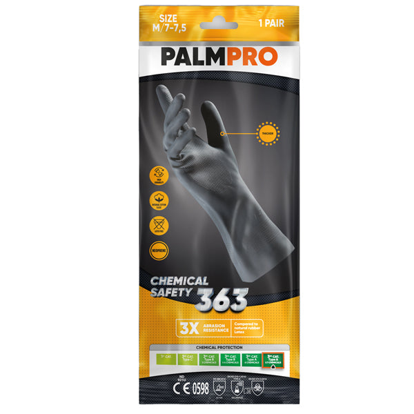 Icoguanti - ND3632-XL(9) - Guanti chemical Safety Palmpro 363 - taglia XL - nitrile - nero - Icoguanti