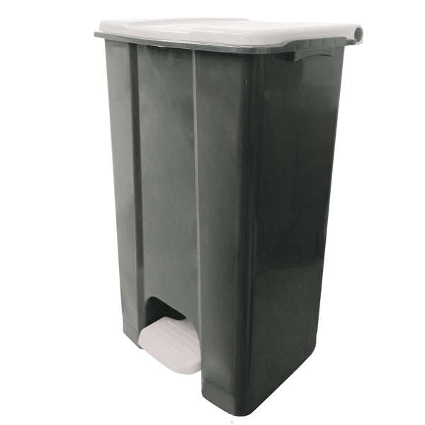 MEDIALINTERNATIONAL - 912870 - Contenitore mobile Ecoconti - a pedale - 80 L - plastica riciclata - grigio-bianco - Medial International