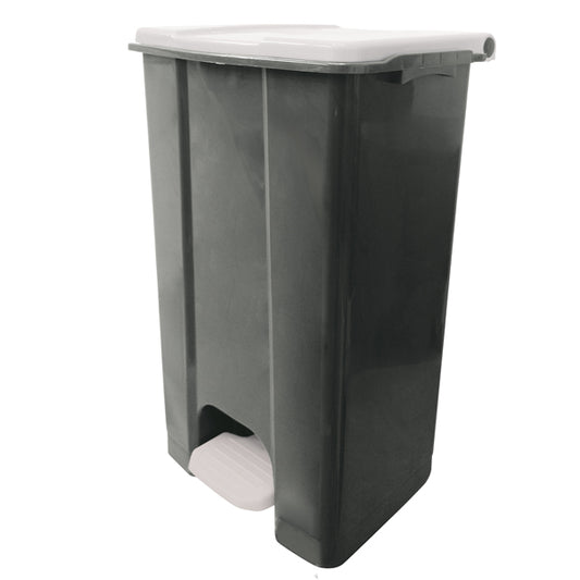 MEDIALINTERNATIONAL - 912870 - Contenitore mobile Ecoconti - a pedale - 80 L - plastica riciclata - grigio-bianco - Medial International