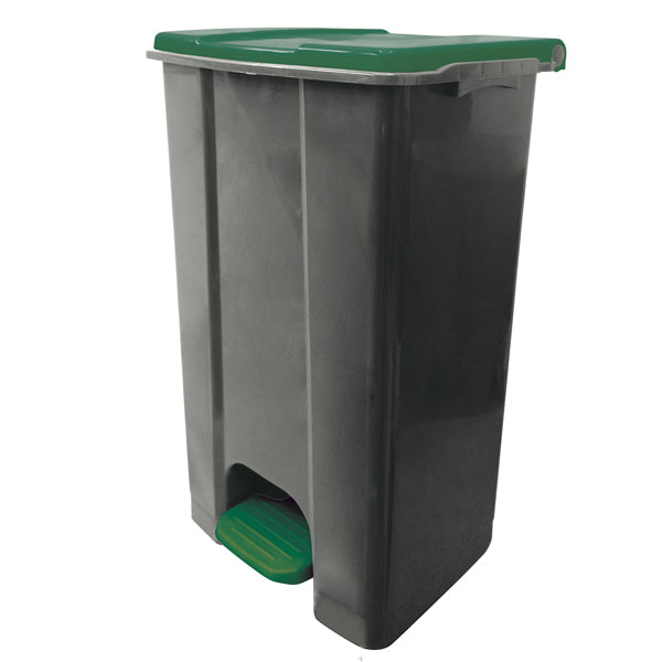 MEDIALINTERNATIONAL - 912878 - Contenitore mobile Ecoconti - a pedale - 80 L - plastica riciclata - grigio-verde - Medial International