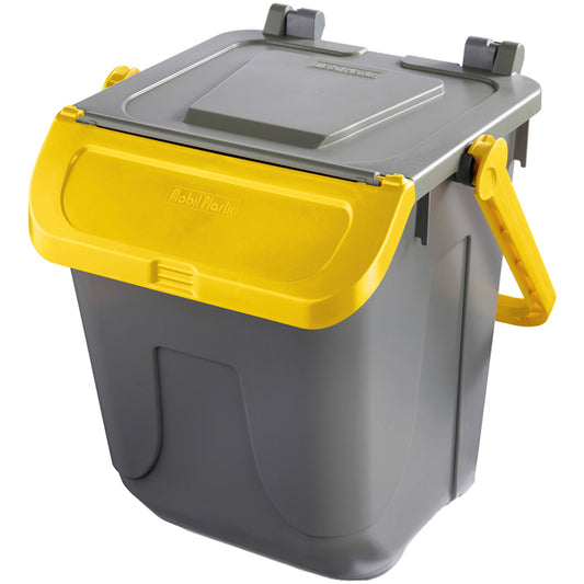 MobilPlastic - 11-25GRB-GIA - Contenitore portarifiuti Ecology - con sportello e maniglione - 25 L - grigio-giallo - Mobil Plastic