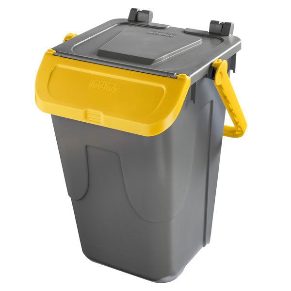 MobilPlastic - 11-35GRB-GIA - Contenitore portarifiuti Ecology - con sportello e maniglione - 35 L - grigio-giallo - Mobil Plastic