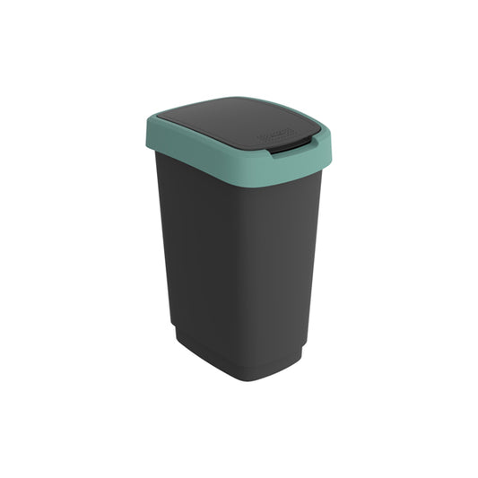ROTHO - F600312 - Pattumiera con coperchio basculante - 25 L - PPL - nero-verde scuro - Rotho