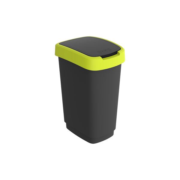 ROTHO - F600311 - Pattumiera con coperchio basculante - 25 L - PPL - nero-verde lime - Rotho