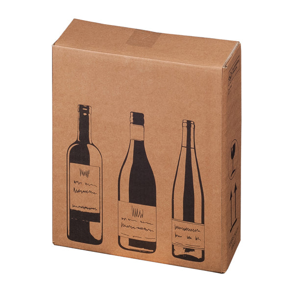 Bong Packaging - 222103110 - Scatola Wine Pack - 3 bottiglie - 30,5 x 10,8 x 36,8 cm - cartone doppia onda - avana - Bong Packaging - conf. 10 pezzi