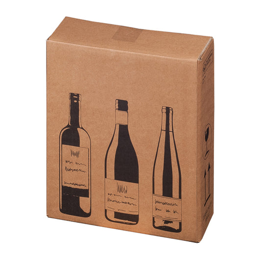 Bong Packaging - 222103110 - Scatola Wine Pack - 3 bottiglie - 30,5 x 10,8 x 36,8 cm - cartone doppia onda - avana - Bong Packaging - conf. 10 pezzi