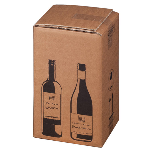 Bong Packaging - 222103210 - Scatola Wine Pack - 4 bottiglie - 21,2 x 20,4 x 36,8 cm - cartone doppia onda - avana - Bong Packaging - conf. 10 pezzi