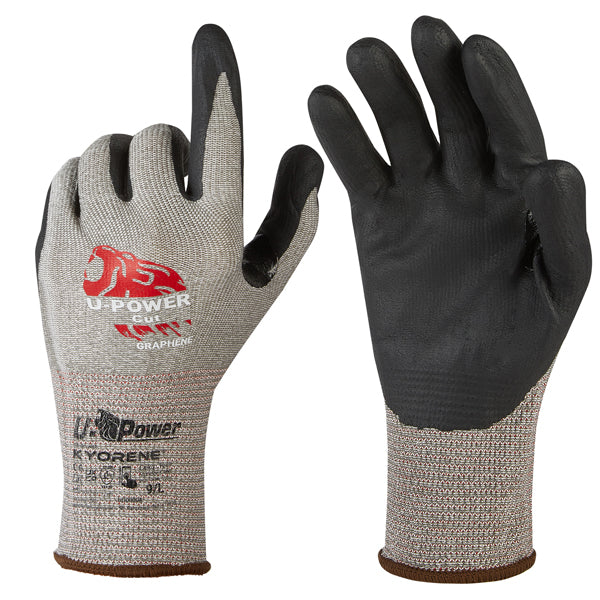 U-Power - UG00004-10 - Guanti di protezione CUT - con polsino nero - taglia 10 - grigio-nero - U-Power