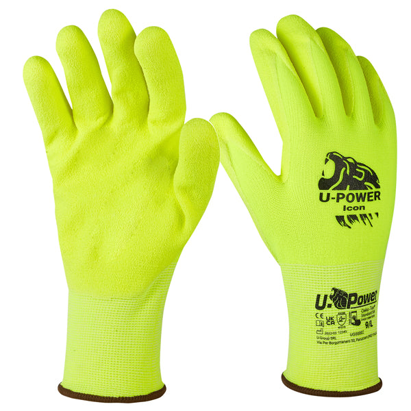 U-Power - UG00002-10 - Guanti di protezione ICON - con polsino nero - taglia 10 - giallo fluo - U-Power