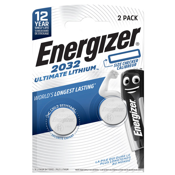 Energizer - E301319302 - Pila CR2032 Ultimate Lithium - 3 V - Energizer Specialistiche - conf. 2 pezzi