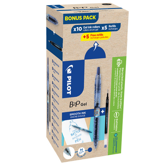 PILOT - 000026 - Roller gel B2P Ecoball - punta 0,7 mm - 10 refill B2P inclusi - blu - Pilot - conf. 20 pezzi