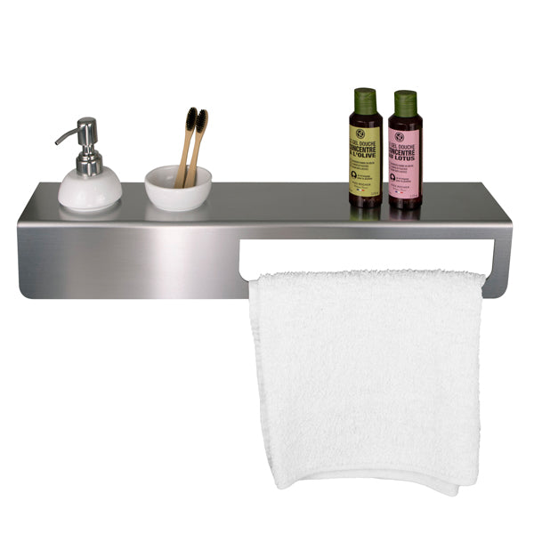 Laminart - CON001-57-AS - Mensola con portasalviette - 57 x 12 x 9 cm - acciaio inox - satinato - Laminart