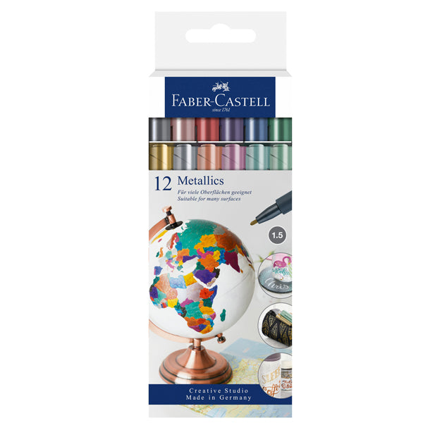 FABER-CASTELL - 160713 - Marcatori - colori assoriti metallics - Faber-Castell - conf. 12 pezzi