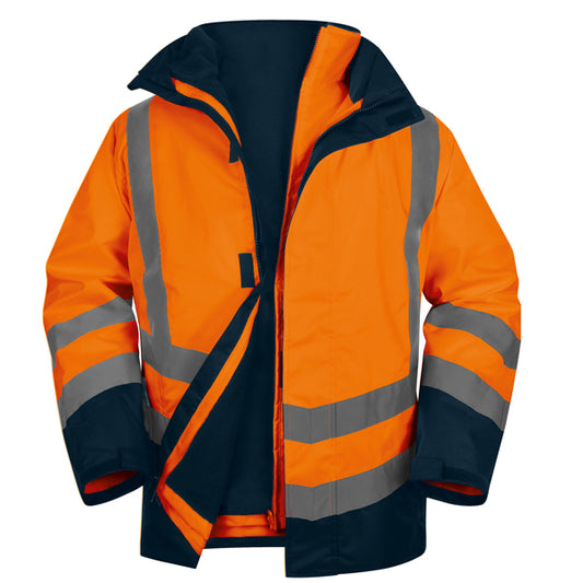 DELTAPLUS - OPTI3OMGT - Parka 5 in 1 Optimum 3 alta visibilitA' - taglia L - arancio fluo - Deltaplus