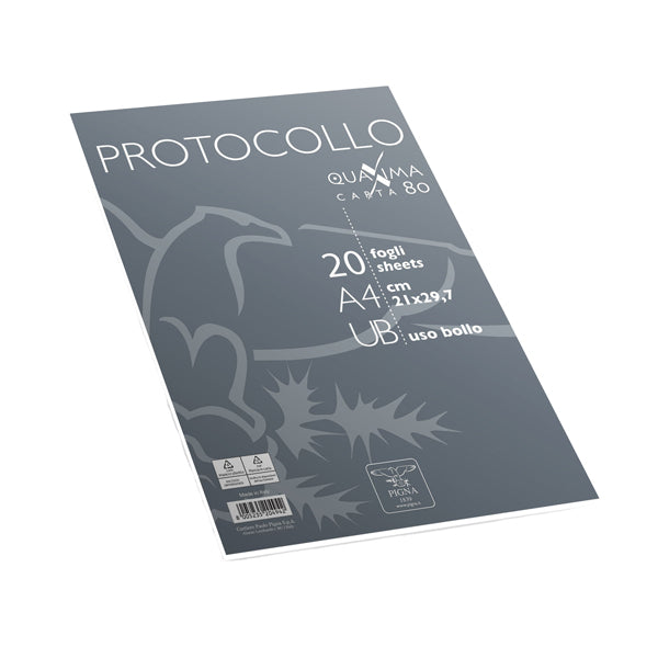 PIGNA - 0232264UB - Fogli protocollo - uso bollo - A4 - 80 gr - Pigna - conf. 20 pezzi