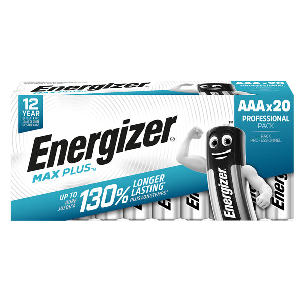 Energizer - E301322900 - Pile alcaline AAA Max Plus E92 - DP20 60-120 - 1,5 V - Energizer - blister 20 pezzi