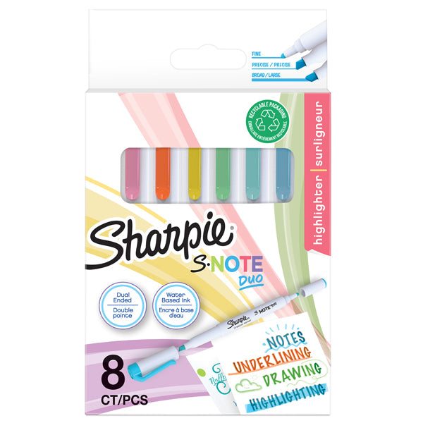 SHARPIE - 2182116 - Pennarelli S-Note Duo - colori assortiti - Sharpie - conf. 8 pezzi