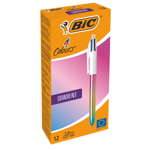 BIC - 511034 - Penna sfera a scatto 4 colori Wood - 1.0 mm - Bic - conf. 12 pezzi
