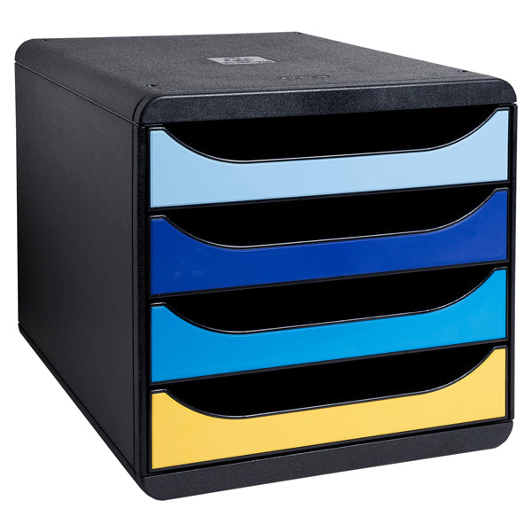 EXACOMPTA - 3104202D - Cassettiera Big Box Bee Blue - 4 cassetti A4 - nero-multicolore - Exacompta