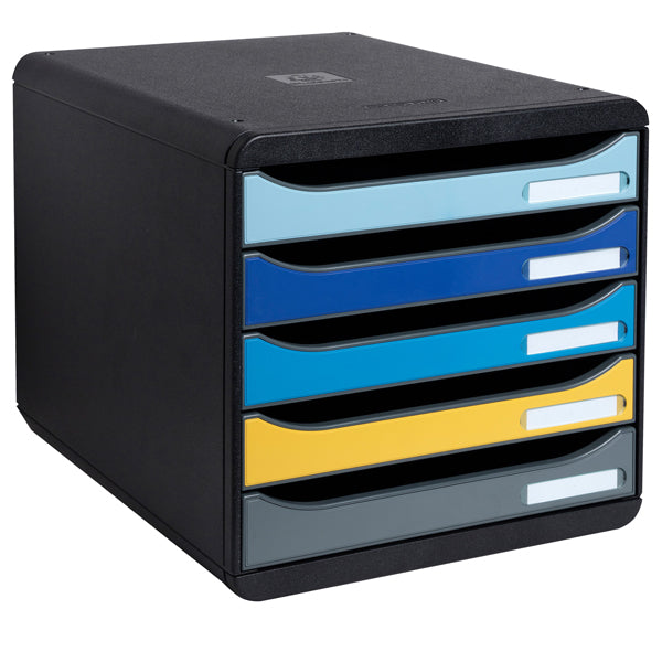 EXACOMPTA - 3094202D - Cassettiera Big Box Plus Bee Blue - 5 cassetti A4 - nero-multicolore - Exacompta