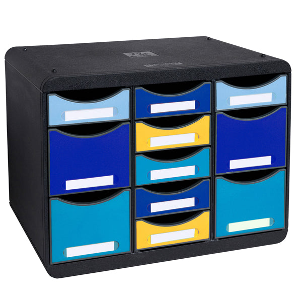 EXACOMPTA - 3137202D - Cassettiera Store-Box Multi Bee Blue - 11 cassetti - nero-multicolore - Exacompta