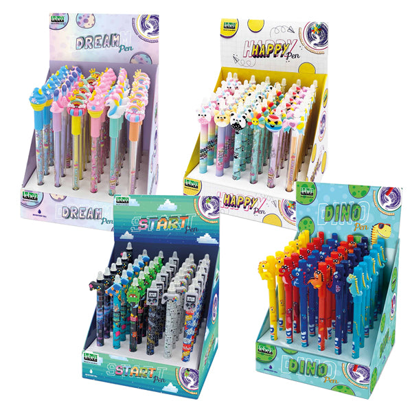 LEBEZ - 81469OD - Box penne cancellabili - 4 expo da banco - fantasie assortite - Lebez - conf. 144 pezzi