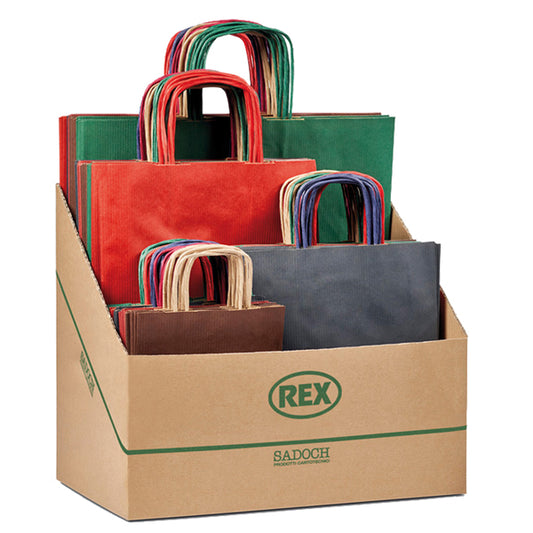 REX SADOCH - SCNEBBDAR - Shopper Allegra - formati assortiti - colori scuri - Sadoch - expo 100 pezzi