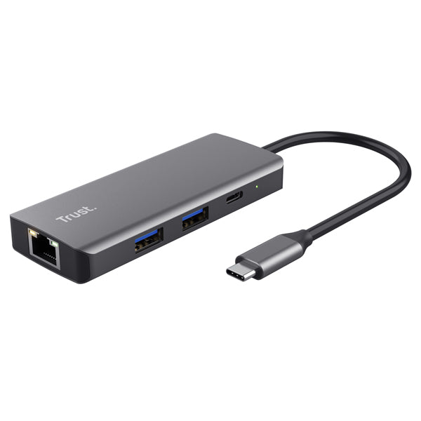 TRUST - 24968 - Adattatore multiporta Dalyx - USB-C 6 in 1 - alluminio - argento - Trust