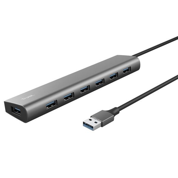 TRUST - 24967 - Hub Halyx - 7 porte - USB 3.2 Gen 1 - alluminio - grigio - Trust