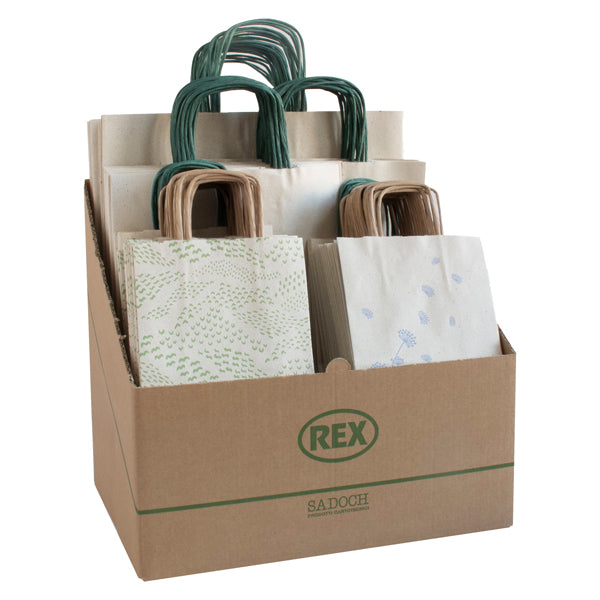 REX SADOCH - SCNEBBERB - Espositore shopper Carta Erba - formati assortiti - Sadoch - expo 100 pezzi