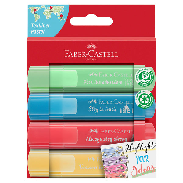 FABER-CASTELL - 254625 - Evidenziatore Textliner 46 - colori assortiti pastel - Faber Castell - astuccio 4 pezzi