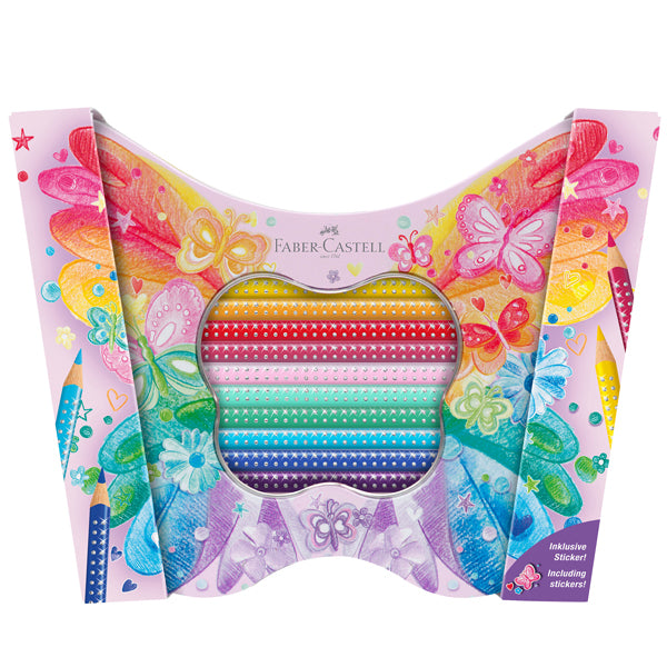 FABER-CASTELL - 201971 - Astuccio Farfalla matite colorate Sparkle - colori assortiti - Faber Castell - conf. 20 pezzi