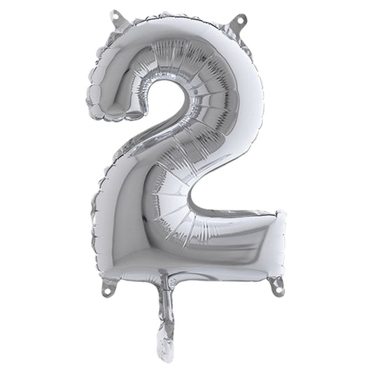 BIG PARTY - 42842 - Palloncino - numero 2 - H 36 cm - mylar - argento - Big party