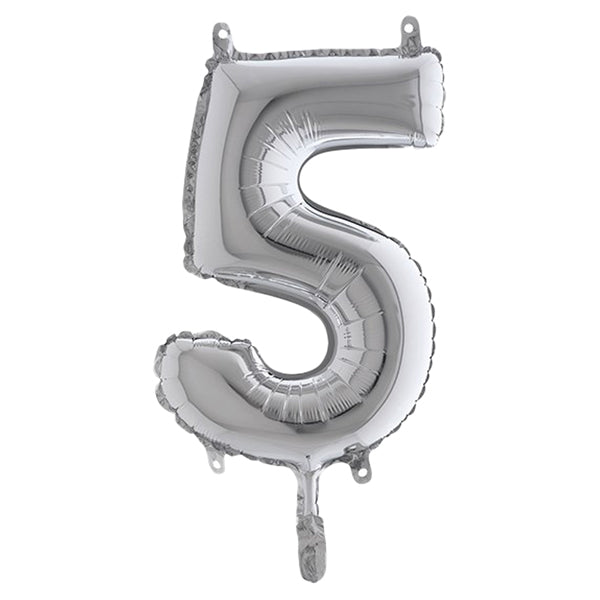 BIG PARTY - 42845 - Palloncino - numero 5 - H 36 cm - mylar - argento - Big party