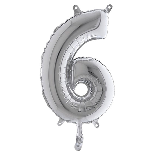 BIG PARTY - 42846 - Palloncino - numero 6 - H 36 cm - mylar - argento - Big party