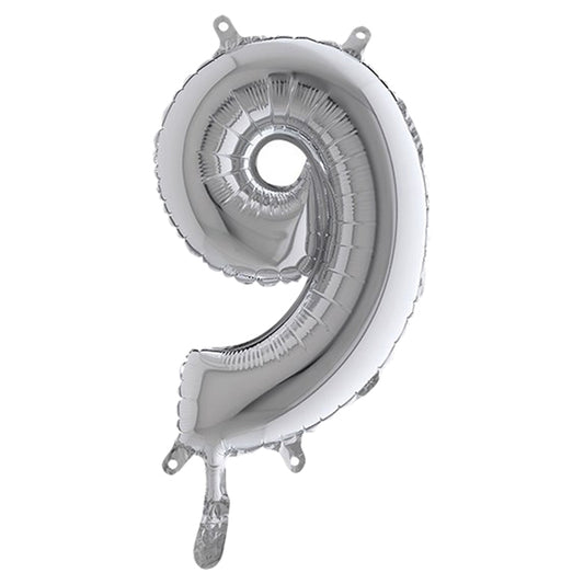 BIG PARTY - 42849 - Palloncino - numero 9 - H 36 cm - mylar - argento - Big party