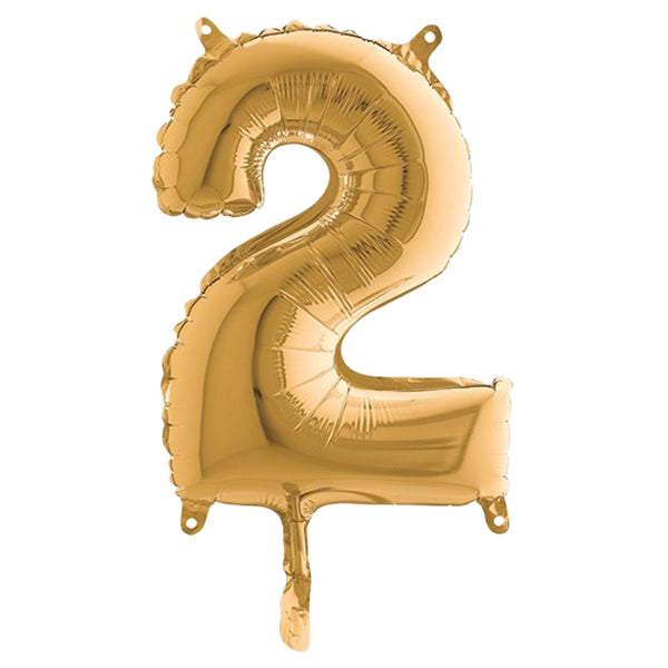 BIG PARTY - 42702 - Palloncino - numero 2 - H 36 cm - mylar - oro - Big party