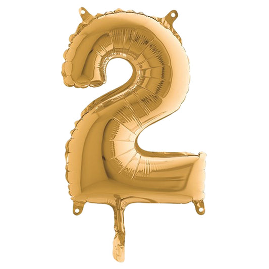BIG PARTY - 42702 - Palloncino - numero 2 - H 36 cm - mylar - oro - Big party